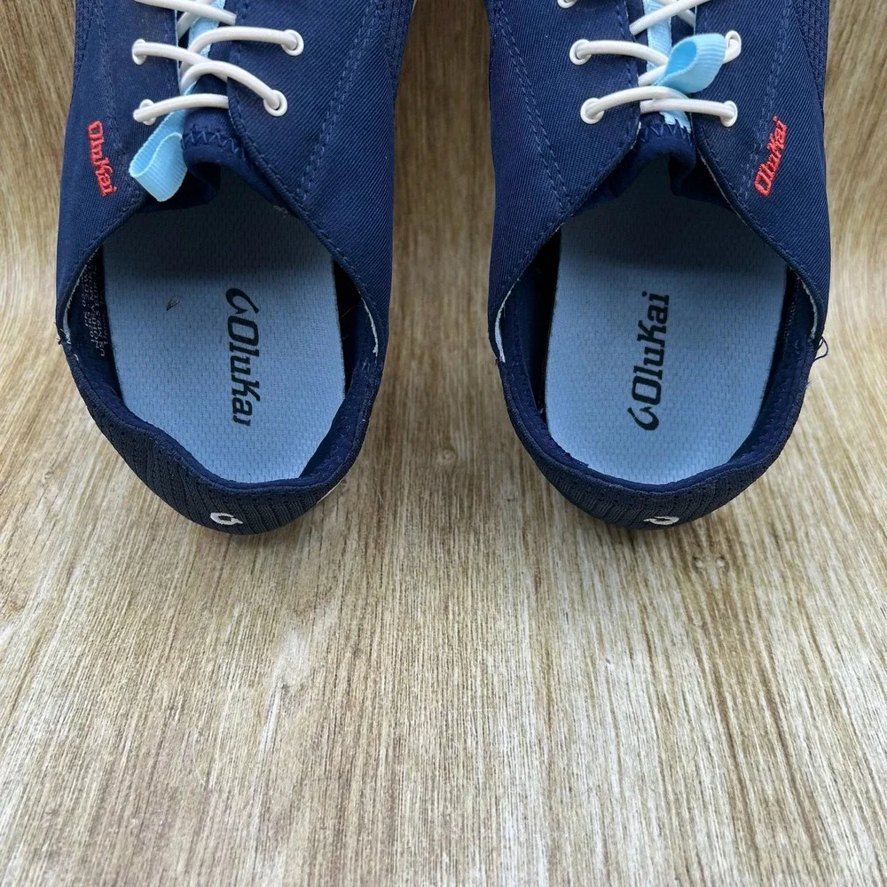 OluKai Nohea Moku Men's Size 9.5 Blue Mesh Boat Shoe Sneakers Casual Comfort